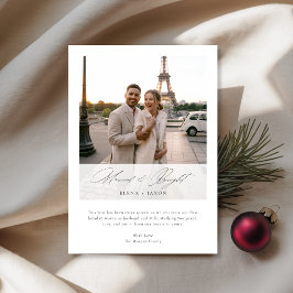 Married & Bright Elegant Script Newlywed Photo Feiertagskarte