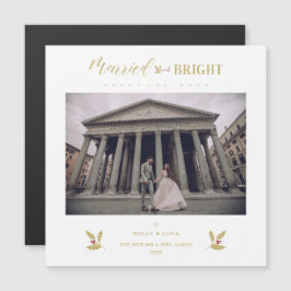 Married & Bright Happy Hollidays Newlyweds Photo Magnetkarte