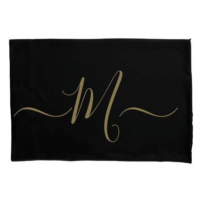 Married couple elegant initial monogram black gold kissenbezug (Vorderseite)