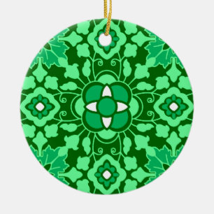 Marrokanischer Blumenstrauß, Licht und dunkles Jad Keramik Ornament
