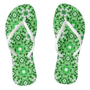 Marrokanischer Blumenstrauß, Smaragd und Limetteng Flip Flops