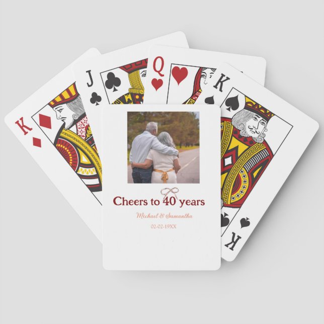 Marron Bogen jubelt zu 40-jähriger Hochzeit Spielkarten (Rückseite)