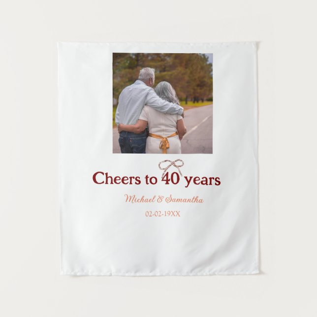 Marron Bogen jubelt zu 40-jähriger Hochzeit Wandteppich (Vorderseite)