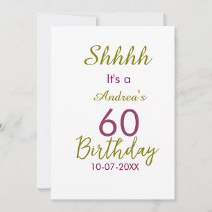 Marron golden shhhh 60. Geburtstag Name einfach fe Einladung