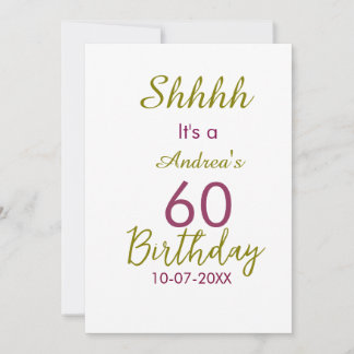 Marron golden shhhh 60. Geburtstag Name einfach fe Einladung