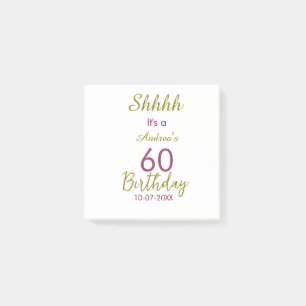Marron golden shhhh 60. Geburtstag Name einfach fe Post-it Klebezettel