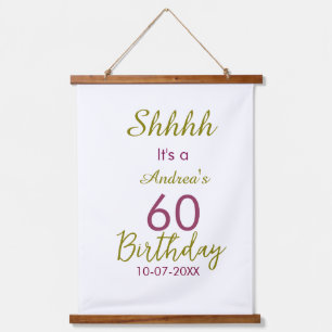 Marron golden shhhh 60. Geburtstag Name einfach fe Wandteppich Mit Holzrahmen