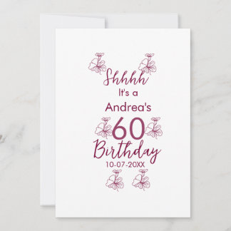 Marron white mauve shhh 60. Geburtstag Blumenname Einladung