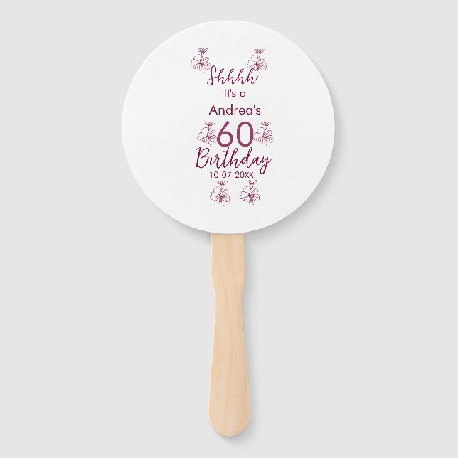 Marron white mauve shhh 60. Geburtstag Blumenname Fächer (Vorderseite)