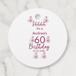 Marron white mauve shhh 60. Geburtstag Blumenname Geschenkanhänger