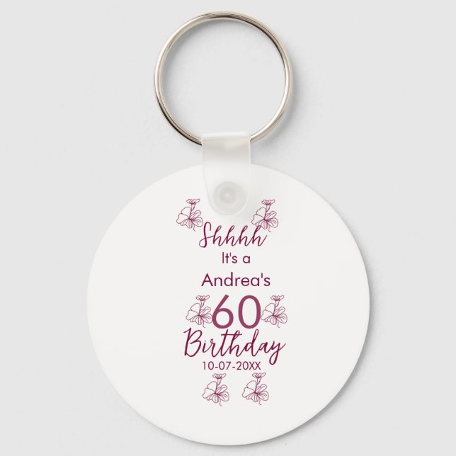 Marron white mauve shhh 60. Geburtstag Blumenname Schlüsselanhänger (Vorderseite)