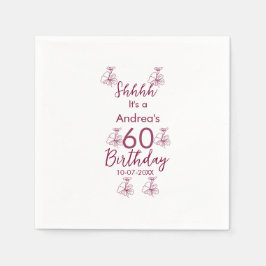 Marron white mauve shhh 60. Geburtstag Blumenname Serviette