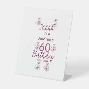 Marron white mauve shhh 60. Geburtstag Blumenname Sockelschild