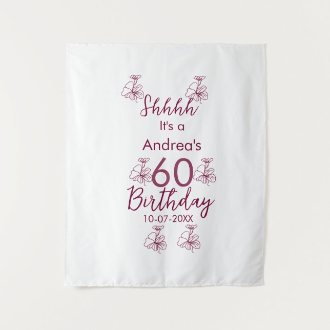 Marron white mauve shhh 60. Geburtstag Blumenname Wandteppich (Vorderseite)