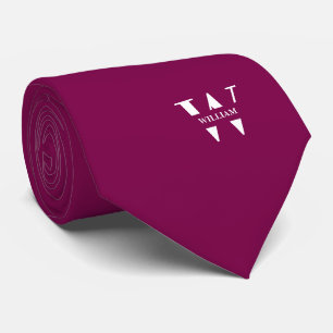 Marronfarbene elegante Monogramm + Name Krawatte
