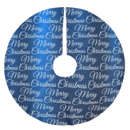 Marry Christmas White Snowflakes Navy Blue Polyester Weihnachtsbaumdecke