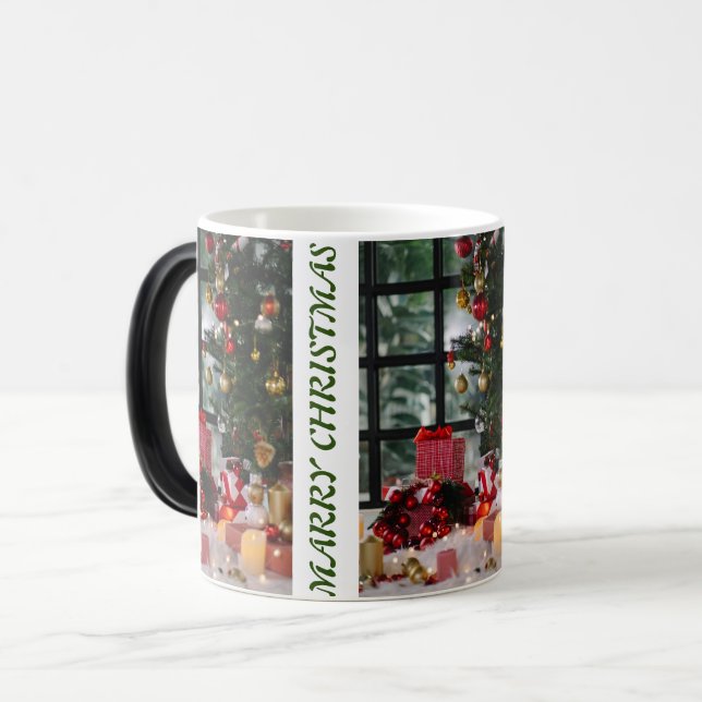 MARRY CHRISTMAS Zwei-Tonen-KAFFEE-TASSE Verwandlungstasse (Vorderseite Links)