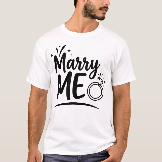 Marry ME Engagement Proposal Romantic Bold Wedding T-Shirt (Vorderseite)