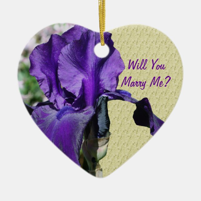 Marry Me Lila Iris Verlobung Ornament (Vorne)