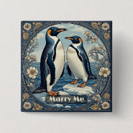 Marry Me Penguin Ice Bird Snow Glacier Winter Lake Button