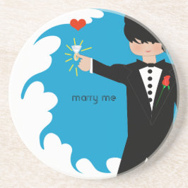 Marry Me Tuxedo Big Diamond Damask Edge Untersetze Sandstein Untersetzer