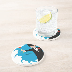 Marry Me Tuxedo Big Diamond Damask Edge Untersetze Sandstein Untersetzer