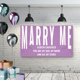 Marry Me Vorschlag Sun Moon Stars Lavender Banner