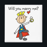 Marry Me Wedding Vorschlag Tshirts und Geschenke Magnet<br><div class="desc">Ein Prinz eines Strichmännchens kommt mit einem Verlobung-Ring in der Hand auf ein Knie und schreibt "Heiraten Sie mir?" auf Strichmännchen Wedding Vorschlag T - Shirt, Tasse, Karten, Aufkleber, Mousepads, Magnete, Knöpfe und vieles mehr. Überraschen Sie sie und fragte sie in der Ehe mithilfe dieses niedlichen Strichmännchen T - Shirt,...</div>