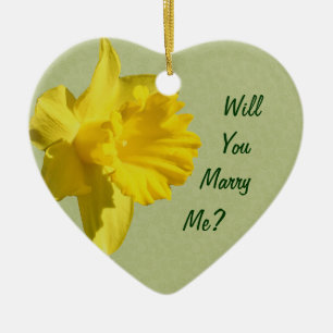 Marry Me Yellow Daffodil Verlobung Keramikornament