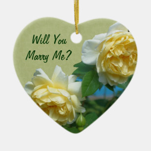 Marry Me Yellow Roses Verlobung Ornament