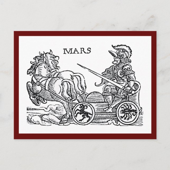 Mars Ares God of War Greco Roman Chariot Cartoon Postkarte (Vorderseite)
