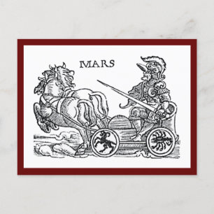 Mars Ares God of War griechischer Chariot-Cartoon Postkarte