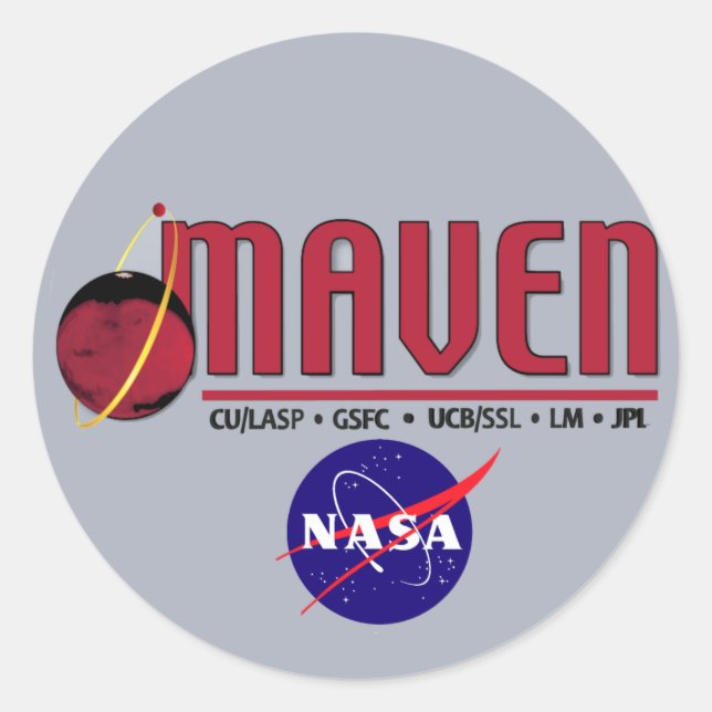 Mars Atmosphäre und flüchtige Evolution (MAVEN) Runder Aufkleber (Vorderseite)