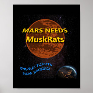 Mars brauchen Muskraten-Aufkleber Poster