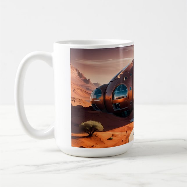 Mars Habitat Alpha - AI Sci-Fi-Architektur Kaffeetasse (Links)