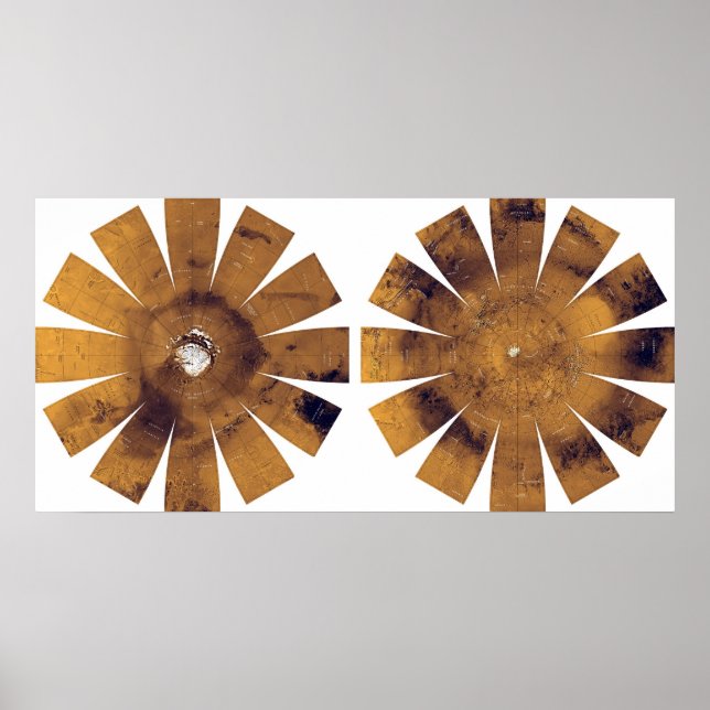 Mars - Hemispherical Map Poster (Vorne)