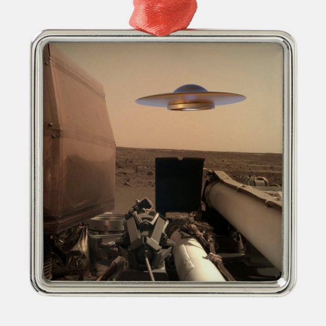 Mars InSight Alien UFO Saucer Begegnung Ornament Aus Metall (Vorne)