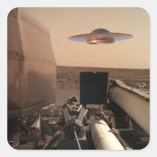 Mars InSight Alien UFO-Saucer-Begegnung Quadratischer Aufkleber