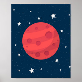 Mars Junge Kinderzimmer Print Stars Galaxy Weltrau Poster