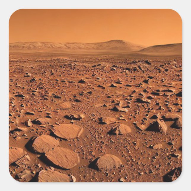 Mars Landschaft Quadratischer Aufkleber (Vorderseite)