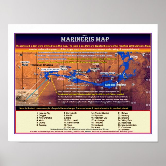 Mars Marineris Karte Poster (Vorne)