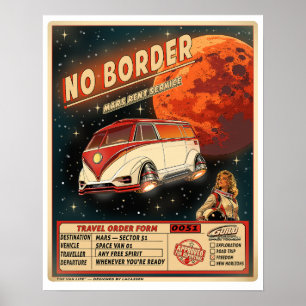 Mars Mietservice Retro Sci-Fi Weltraum Poster