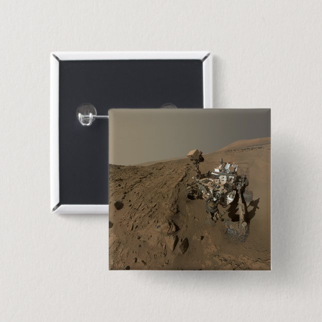 Mars Neugier Roter Marsch Landschaft Button (Vorne & Hinten)