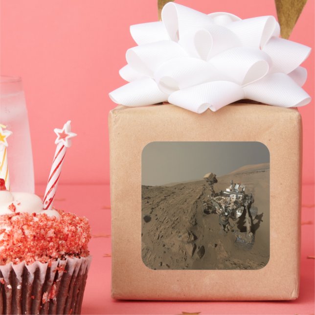 Mars Neugier Roter Marsch Landschaft Quadratischer Aufkleber (Party)