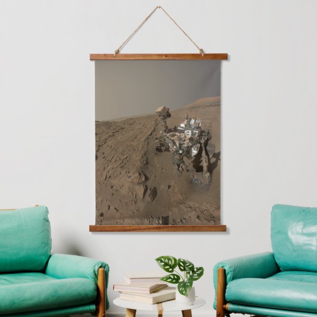 Mars Neugier Roter Marsch Landschaft Wandteppich Mit Holzrahmen (Wohnzimmer)