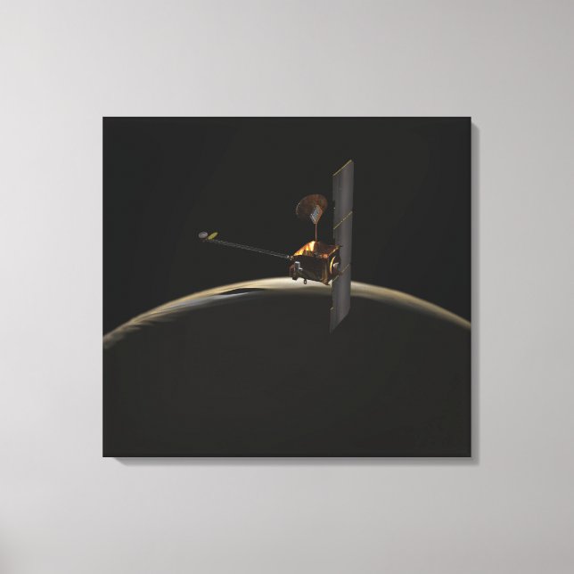 Mars Odyssey Raumsonde über Marmorsonnenaufgang Leinwanddruck (Vorderseite)