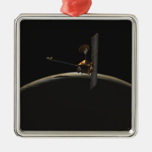 Mars Odyssey Raumsonde über Marmorsonnenaufgang Silbernes Ornament