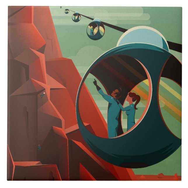 Mars Olympus Mons Höchstes Vulkansolarsystem Fliese (Vorderseite)