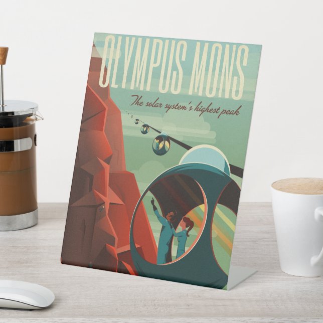 Mars Olympus Mons Höchstes Vulkansolarsystem Sockelschild (In SItu)