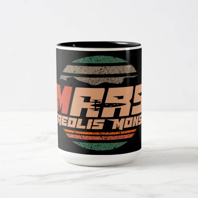Mars Planet Aeolis Mon Mount scharfes Logo Zweifarbige Tasse (Mittel)